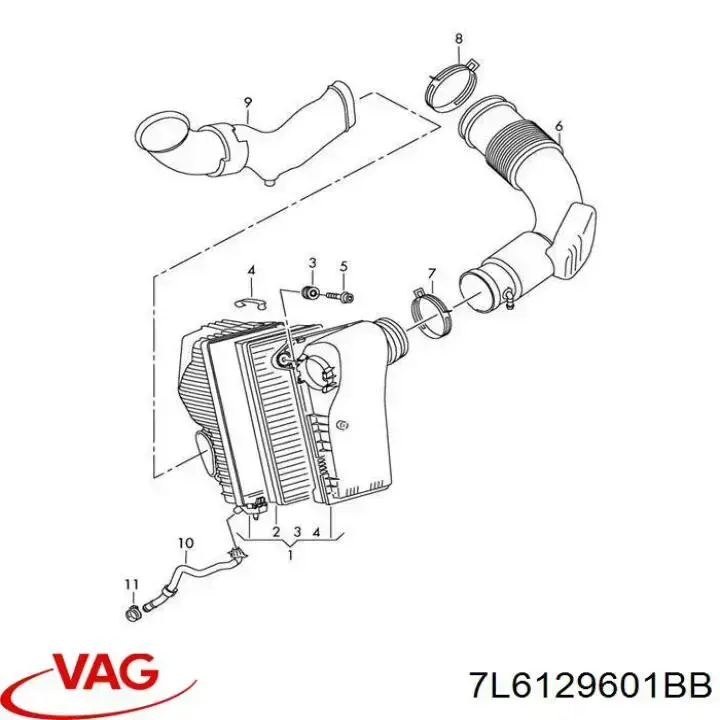7L6129601BB VAG Caixa de filtro de ar