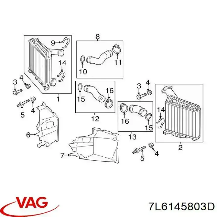 Radiador de intercooler VAG 7L6145803D preço, a partir de 99,80 USD