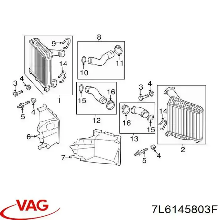 Compre 7L6145803F VAG Radiador de intercooler
