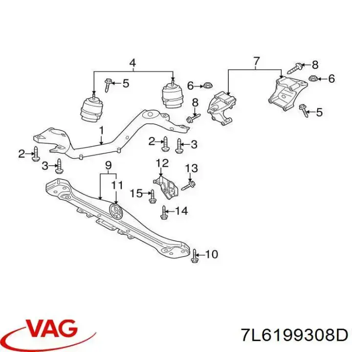 7L6199308D VAG Consola de coxim (apoio) direita de motor