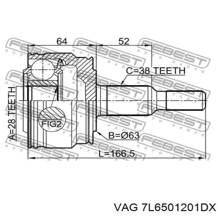 7L6501201DX VAG Semieixo traseiro