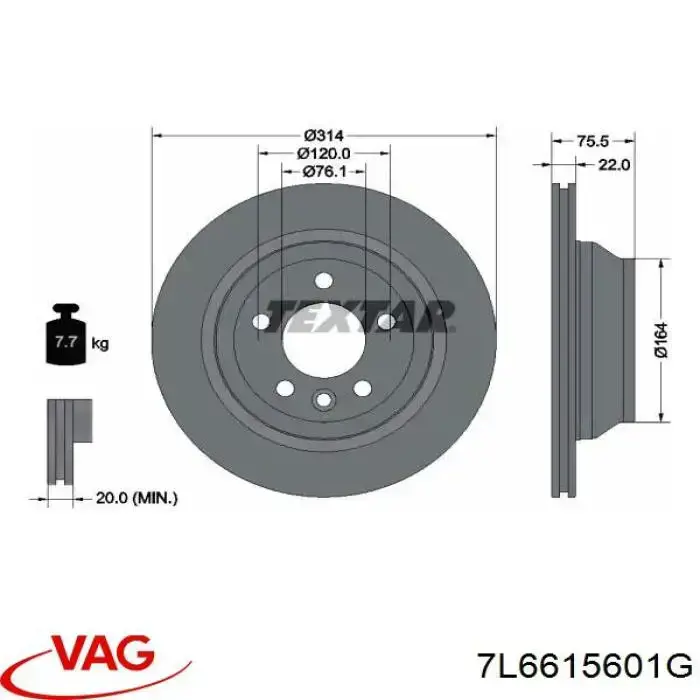 Compre 7L6615601G VAG Disco do freio traseiro
