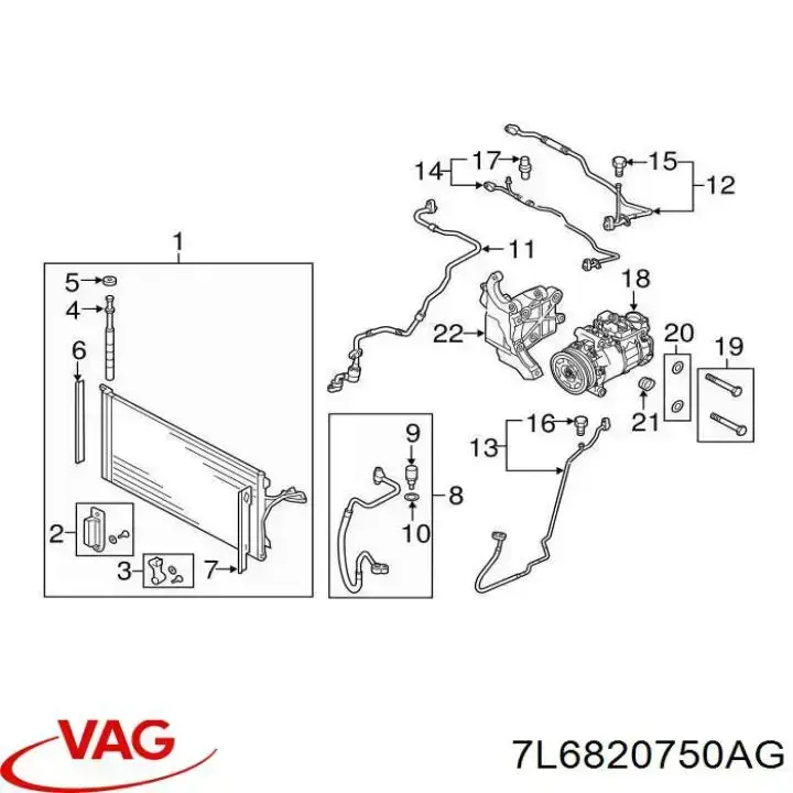 Compre 7L6820750AG VAG Mangueira de aparelho de ar condicionado, desde o radiador até o secador