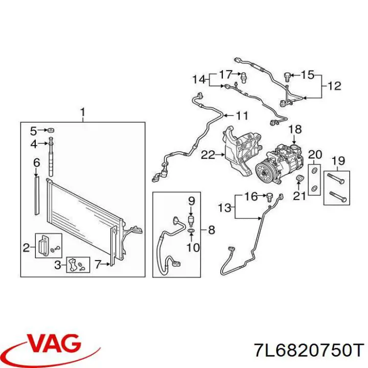 Mangueira de aparelho de ar condicionado, desde o radiador até o secador VAG 7L6820750T preço, a partir de 55,11 USD