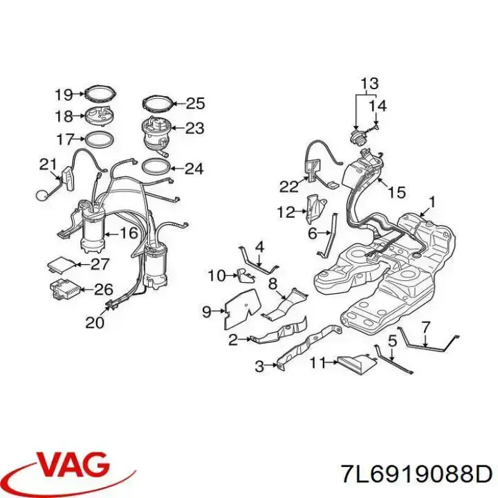 7L6919088D VAG Módulo de bomba de combustível com sensor do nível de combustível