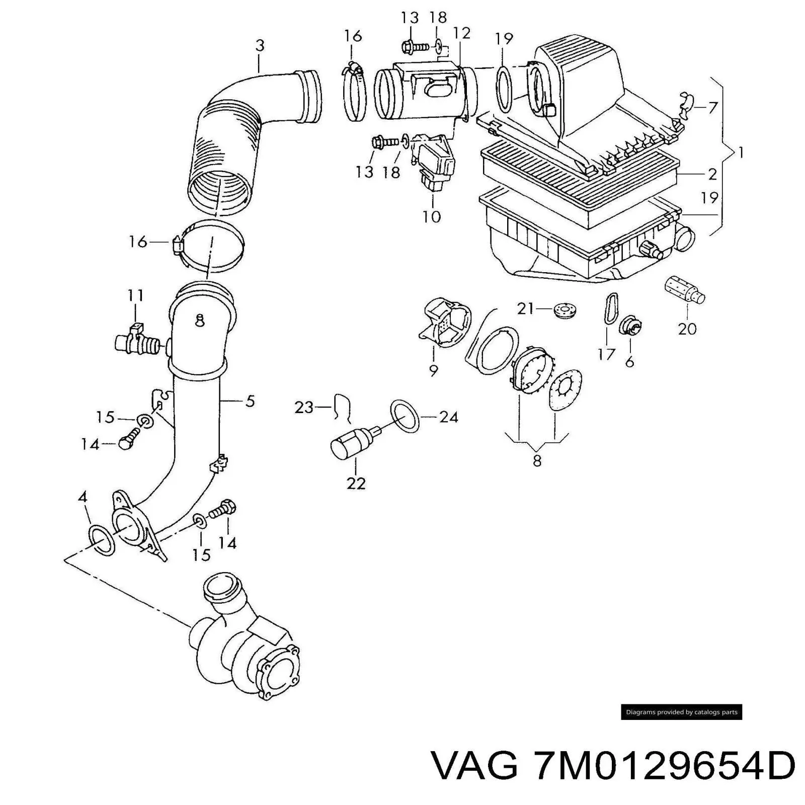 Compre 7M0129654D VAG Tubo coletor de admissão