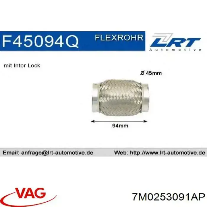 Compre 7M0253091AP VAG Tubo de admissão dianteiro (calças) do silenciador
