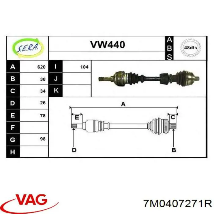 Compre 7M0407271R VAG Semieixo (acionador) dianteiro esquerdo
