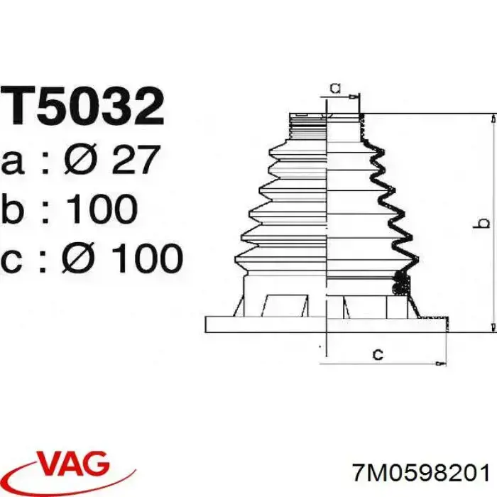 Compre 7M0598201 VAG Bota de proteção interna de junta homocinética do semieixo traseiro