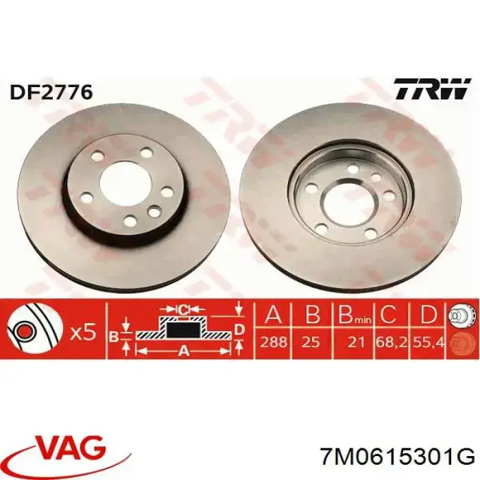 Compre 7M0615301G VAG Disco do freio dianteiro