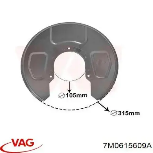 Compre 7M0615609A VAG Proteção esquerda do freio de disco traseiro