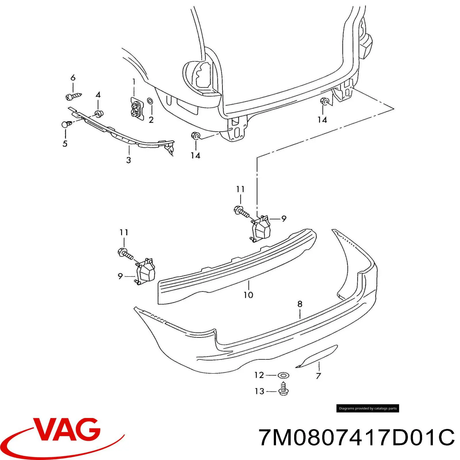 7M0807417D01C VAG Pára-choque traseiro