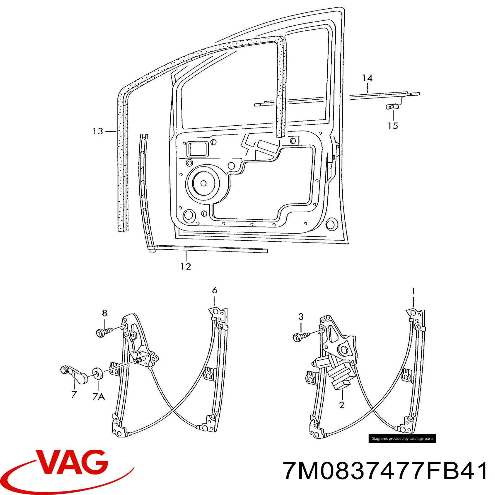 Compactador externo de vidro da porta dianteira esquerda (chapa) VAG 7M0837477FB41 preço, a partir de 79,65 USD