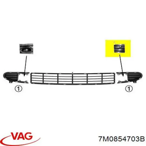 Grelha esquerda do pára-choque dianteiro VAG 7M0854703B preço, a partir de  
