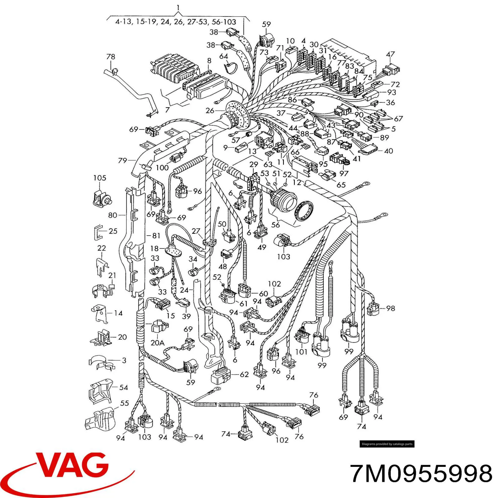  VAG 7M0955998 preço, a partir de 18,64 USD