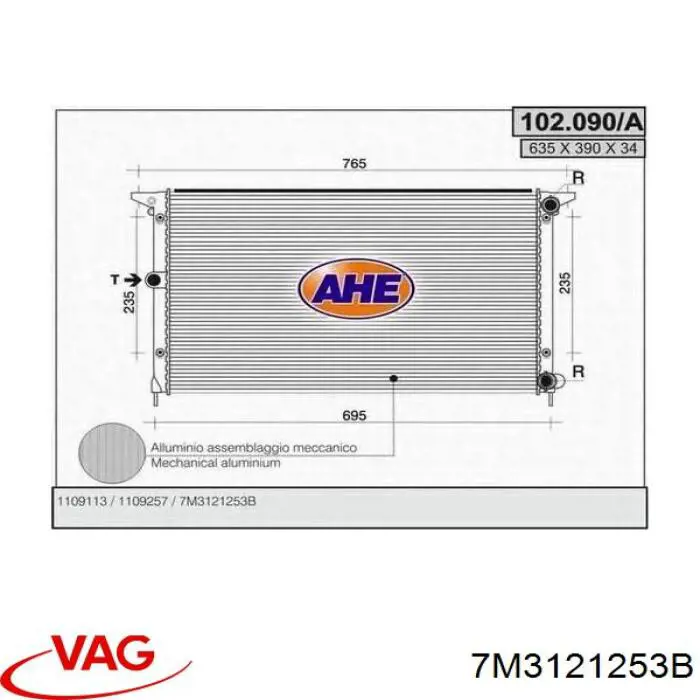 Compre 7M3121253B VAG Radiador de esfriamento de motor