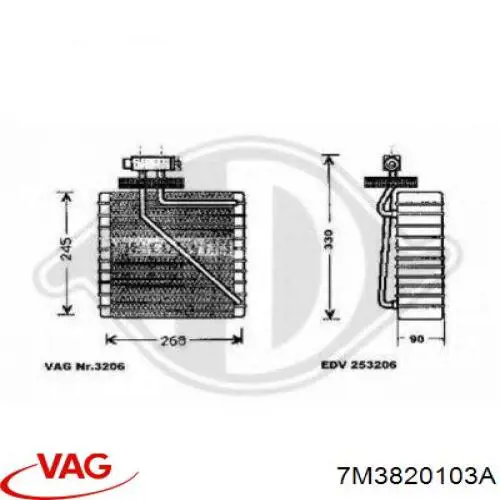 7M3820103A VAG Vaporizador de aparelho de ar condicionado