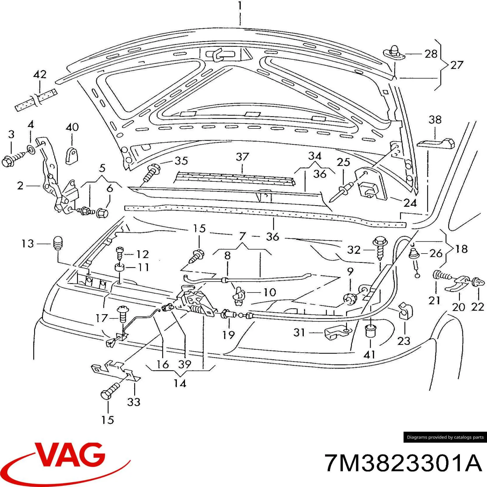 7M3823301A VAG Gozno da capota esquerdo