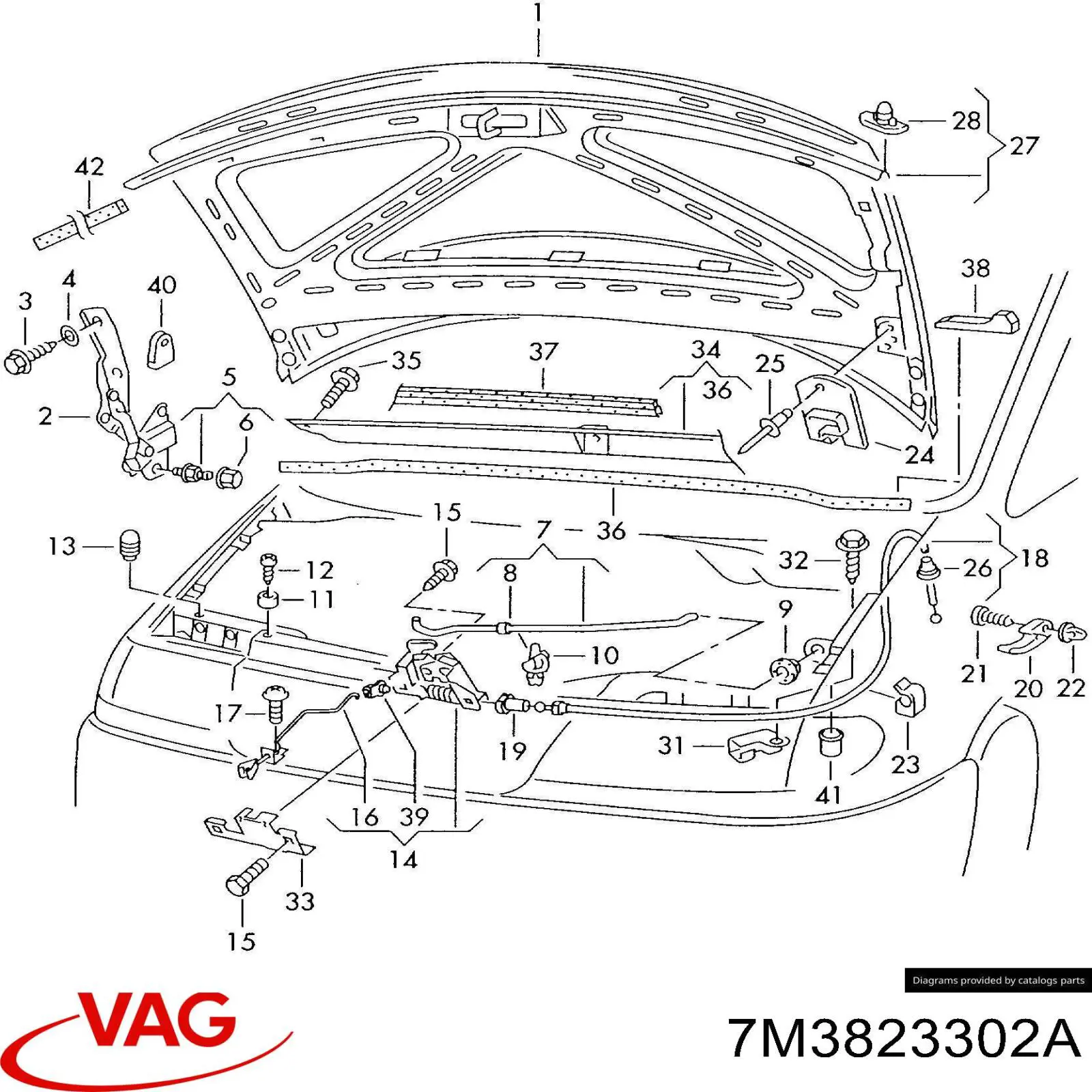 7M3823302A VAG Gozno da capota direito