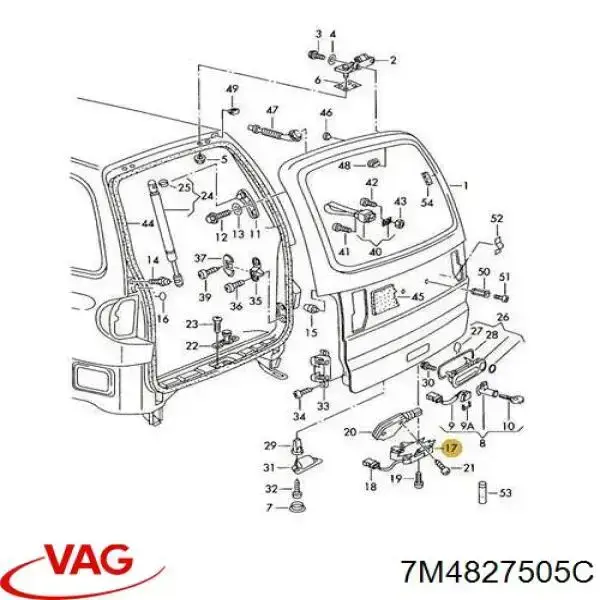 Fecho de tampa de porta-malas (de 3ª/5ª porta traseira) para Seat Alhambra  7V8, 7V9
