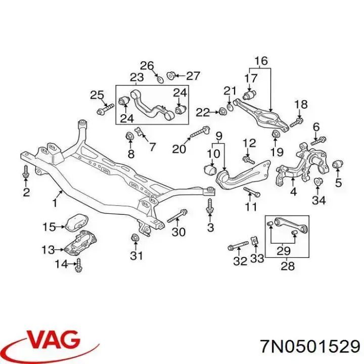 Barra transversal de suspensão traseira VAG 7N0501529 preço, a partir de 39,55 USD