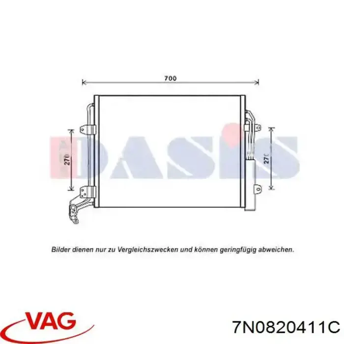7N0820411C VAG Radiador de aparelho de ar condicionado