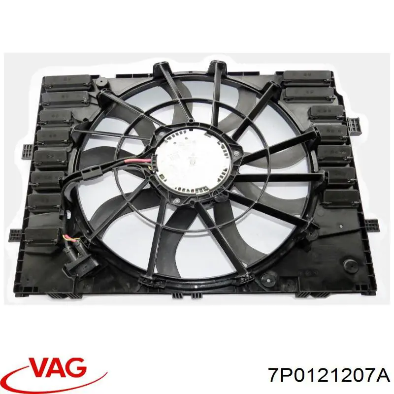 7P0121207A VAG Difusor do radiador de esfriamento, montado com motor e roda de aletas