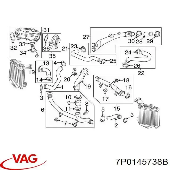 7P0145738B VAG Mangueira (cano derivado) de intercooler