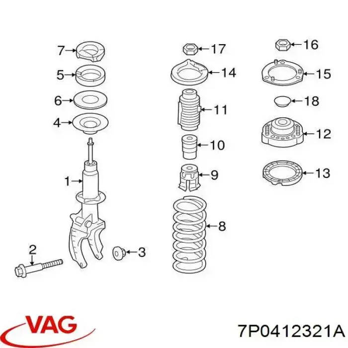 7P0412321A VAG Suporte de amortecedor dianteiro