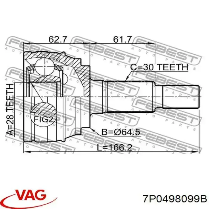 Compre 7P0498099B VAG Junta homocinética externa dianteira