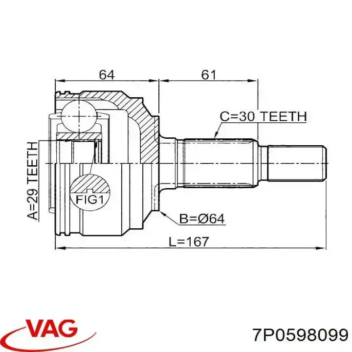 7P0598099 VAG Junta homocinética externa traseira
