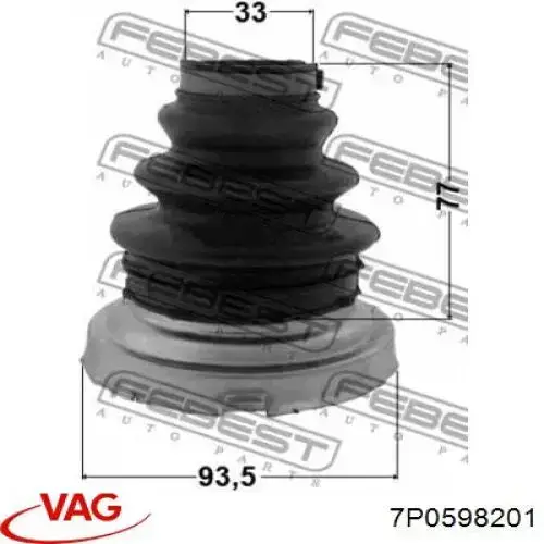 Bota de proteção externa de junta homocinética do semieixo traseiro VAG 7P0598201 preço, a partir de 71,69 USD
