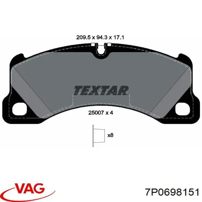 Compre 7P0698151 VAG Sapatas do freio dianteiras de disco