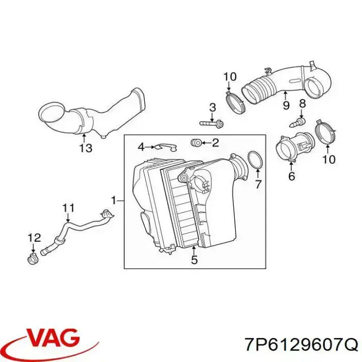 Caixa de filtro de ar VAG 7P6129607Q preço, a partir de 638,99 USD