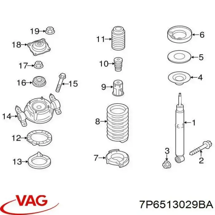 Amortecedor traseiro VAG 7P6513029BA preço, a partir de 108,32 USD