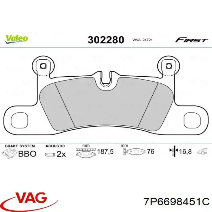 Sapatas do freio traseiras de disco VAG 7P6698451C preço, a partir de 61,77 USD