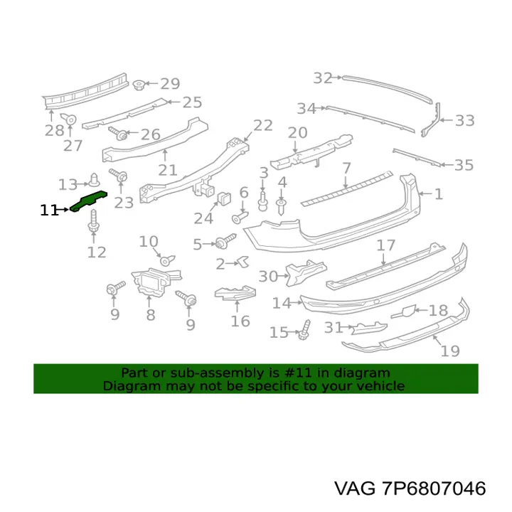 Compre 7P6807046 VAG Consola esquerda do pára-choque traseiro