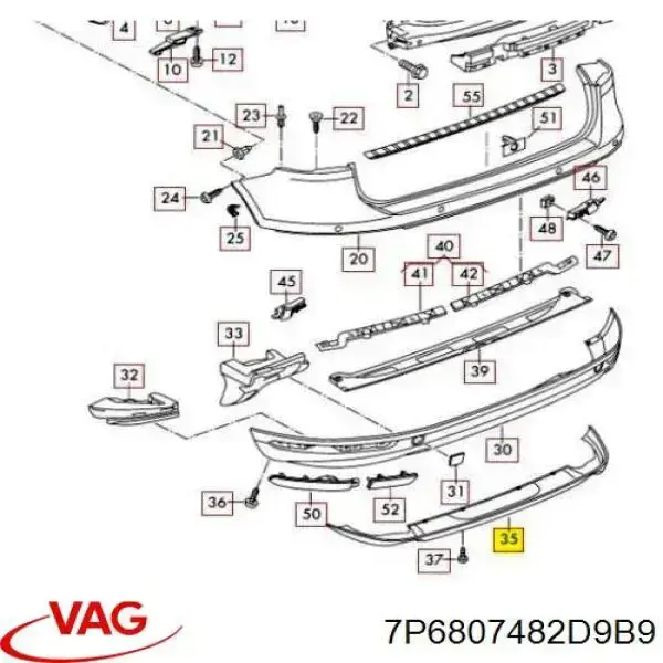 Spoiler do pára-choque traseiro VAG 7P6807482D9B9 preço, a partir de 277,60 USD