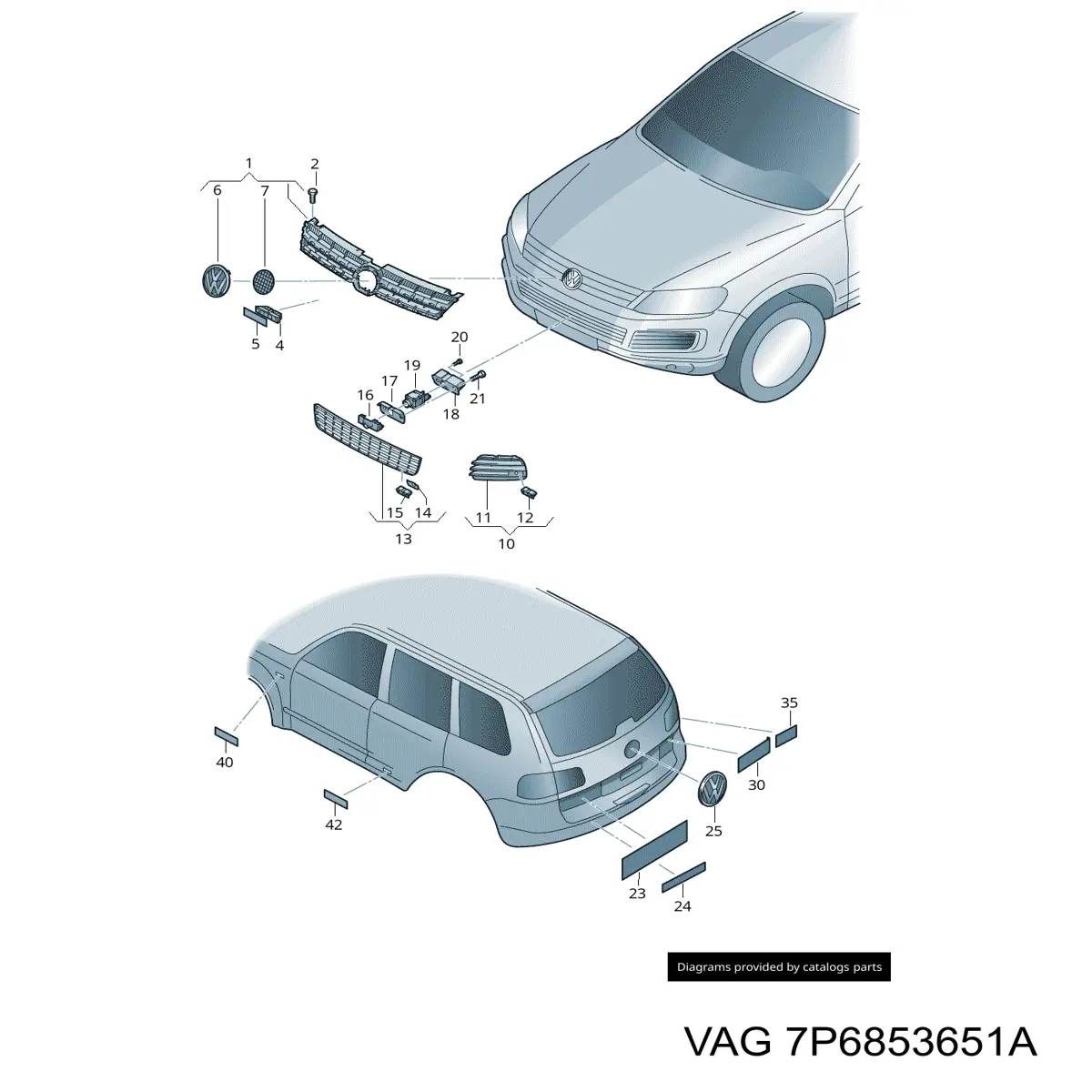 Grelha do radiador VAG 7P6853651A preço, a partir de 127,90 USD
