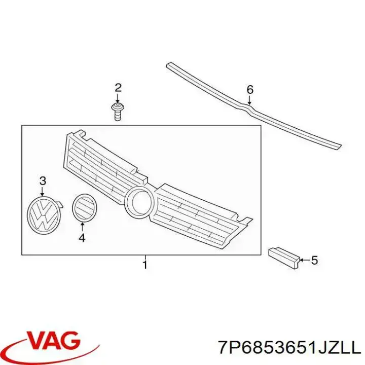 Grelha do radiador VAG 7P6853651JZLL preço, a partir de 393,96 USD