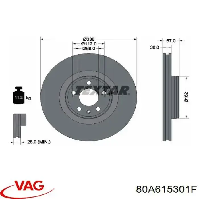 Disco do freio dianteiro VAG 80A615301F preço, a partir de 79,15 USD
