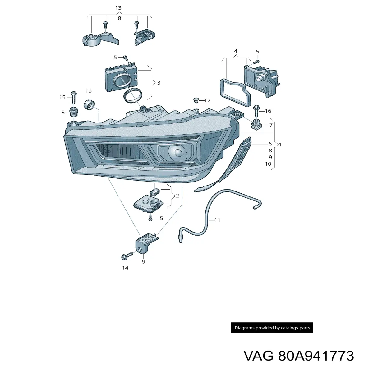 Luz esquerda VAG 80A941773 preço, a partir de 1258,58 USD