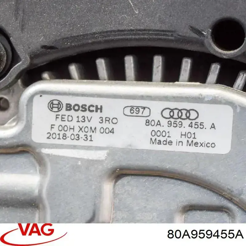 80A959455A VAG Ventilador elétrico de esfriamento montado (motor + roda de aletas) esquerdo