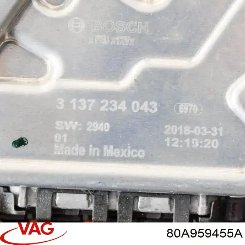 Ventilador elétrico de esfriamento montado (motor + roda de aletas) esquerdo VAG 80A959455A preço, a partir de 409,32 USD