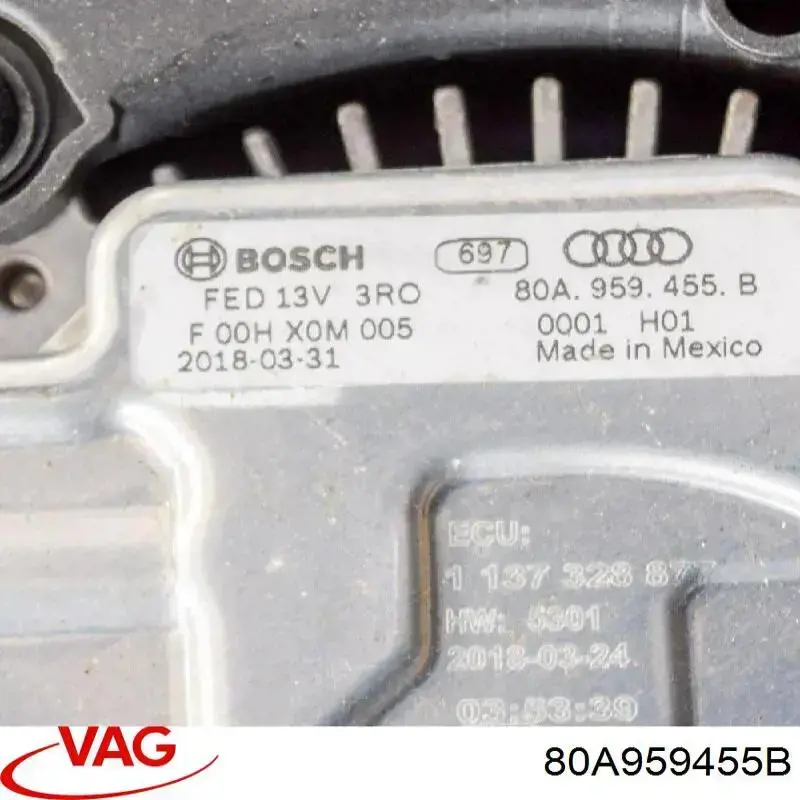 Ventilador elétrico de esfriamento montado (motor + roda de aletas) direito VAG 80A959455B preço, a partir de 1447,10 USD