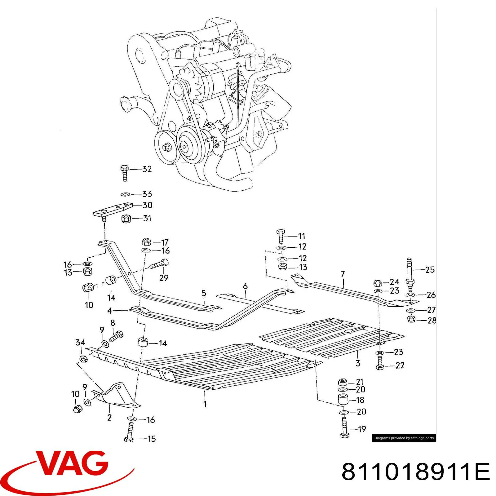 Proteção de motor, de panela (da seção de motor) Audi 80 B3 89, 89Q, 8A