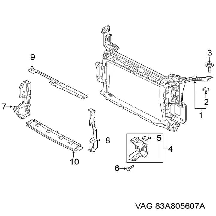 Consola (adaptador) de fixação da luz dianteira esquerda VAG 83A805607A preço, a partir de 41,68 USD