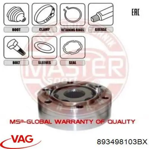Junta homocinética interna dianteira VAG 893498103BX preço, a partir de 49,77 USD