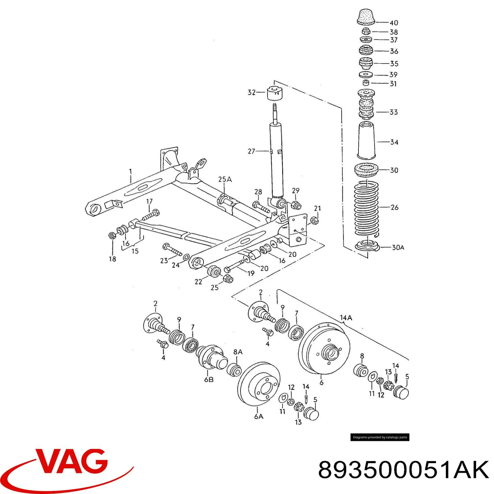 Viga de suspensão traseira (plataforma veicular) Audi 80 B3 89, 89Q, 8A