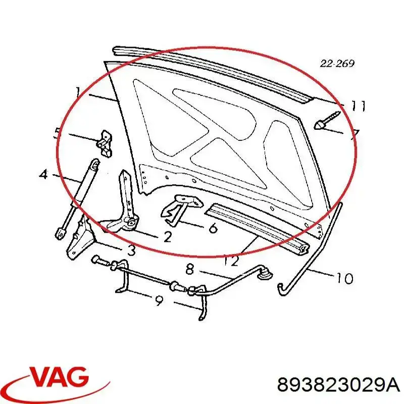 Capota VAG 893823029A preço, a partir de 247,23 USD